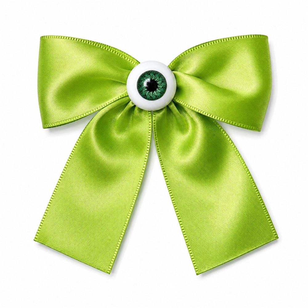 Bow Eyeball Clip – 1.5” Ribbon - Ecto Slime